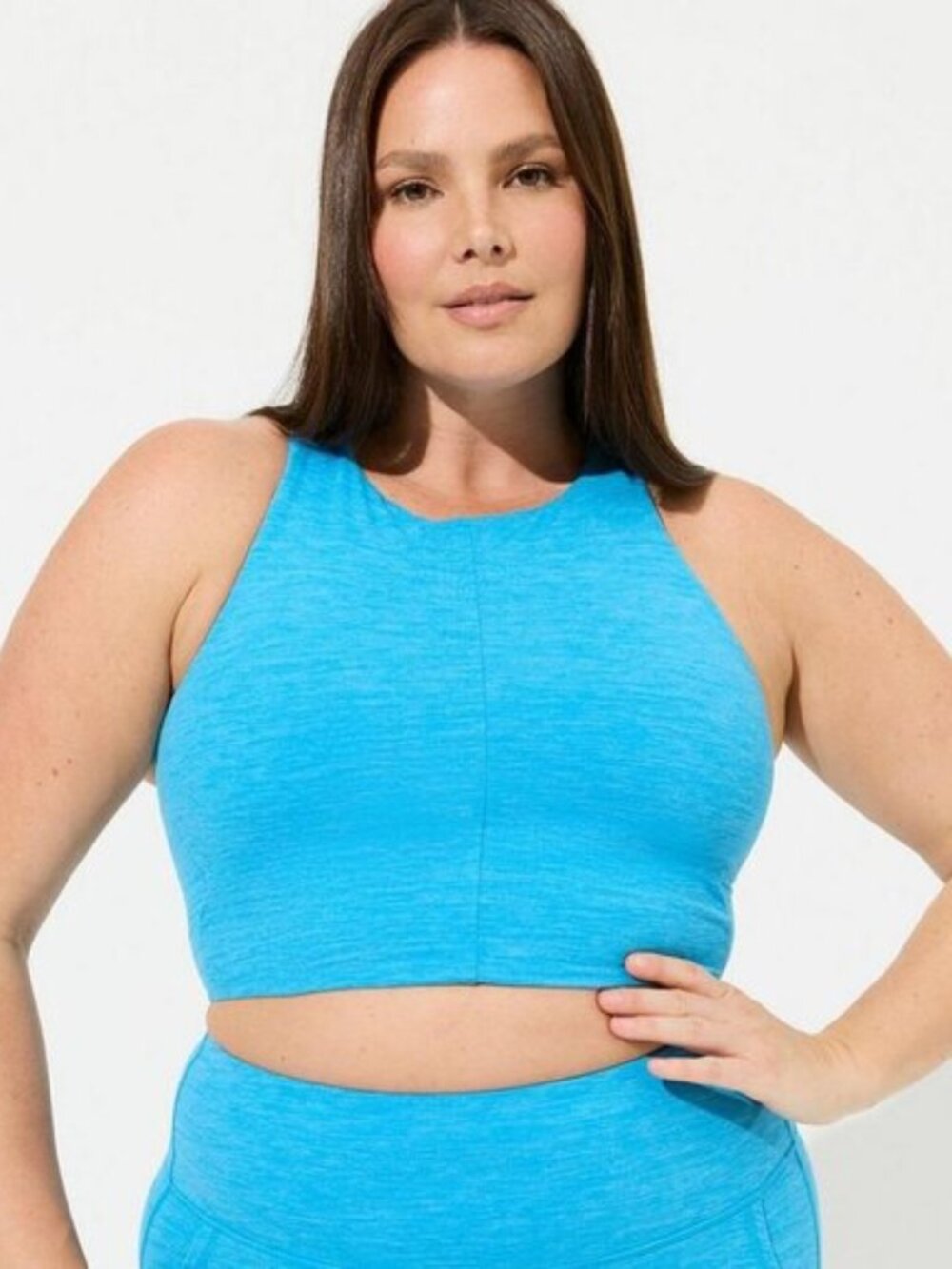 Torrid Women's Blue Low Impact Wireless High Neck Longline Active Crop Top Sz 3